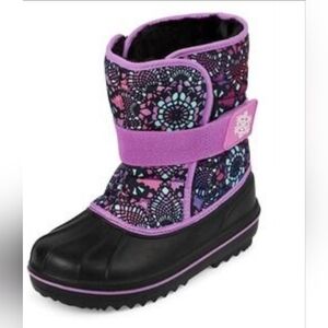 The Children's Place Black and Purple Patterned Winter Snow Boots Girl's 3